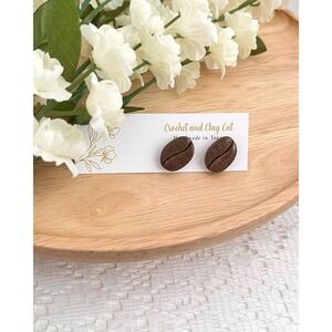 Coffee Stud Earrings: Handmade Polymer Clay Jewelry